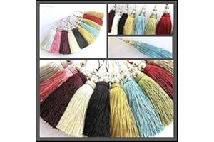 Penbrice Interiors Silver Orbs key tassel 10cm + 4cm loop aprox Fabric decoration Chrome sewing accessory trim (Brown Beige)