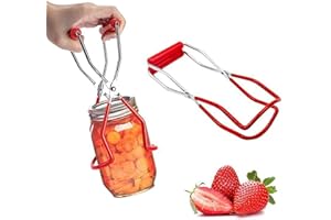 UV STYLISH Solleva barattoli conserve - Sollevatore in acciaio inossidabile per barattoli di qualsiasi dimensione per estrazione, scia, decotto, clip per scottatura per barattoli, accessori da cucina (rosso)