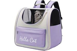 YUOCT Puppy Fat Cat Pet Carrier Backpack, Pet Carrier Rucksack for Large Cat Carrier Backpack Bag Space Capsule, Pet Carrier for Traveling Driving Hiking Walking Camping Hospital Outdoor (Purple)