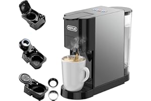 KOTLIE Máquina de café Heightening Espresso 4en1 para Nespresso Original/Dolce Gusto/Cápsulas molidas y cápsulas de café ESE,Cafeteras automáticas de 19 bares (Negro)