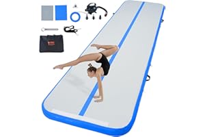 VEVOR Air Track Tappetino Ginnastica Artistica 3m/4m/5m/6m, Spessore 10cm con Pompa Elettrica, Tappetino da Ginnastica Gonfiabile per Yoga/Casa/Formazione/Cheerleader