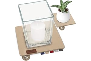 ‎SÖLMO sølmo I Design Untersetzer Eckig Filz Groß & Klein - 8er Set für Vasen, Gläser, Blumen, 20cm & 10cm, Filzuntersetzer, Tischuntersetzer, Topfuntersetzer, Beige (Sahara Dust)