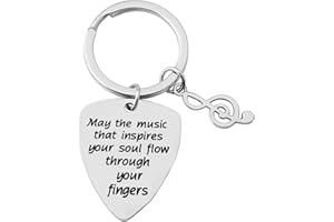DABIHU Inspirational Gift Guitar Pick Keyring for Guitarist Musicians Music Lovers Music Teacher Gift May The Music That Inspires Your Soul Keychain Music Student Graduation Gift Christmas Birthday Gifts