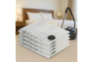 Harbour Housewares Vacuum Storage Bags - Extra-Large (90 x 120cm) - 5x Heavy Duty Reusable Plastic Clothes Duvet Bedding Travel Moving Packing Suction Space Saver Organiser Zip Lock Luggage Bag