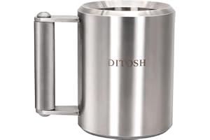 DITOSH 10kg/22lb Heavy Coffee Mug Challenge 304 Stainless Steel Dumbbell Cups Silver Overweight Sports Water Cup for Fitness Training Arm Strength Prank Gift Home Gym Workout Equipment 400ml/13.5oz
