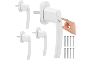 Tutamaz Lot de 4 poignées de fenêtre verrouillables avec bouton, serrure de fenêtre sans clé, en aluminium, sécurité enfant, poignée de porte de terrasse, poignée de fenêtre de sécurité (blanc)