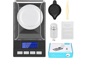 GOTOTOP Mini cyfrowa kieszonkowa waga gramowa przenośna wysoka precyzja 0,001 g kieszonkowa biżuteria waga elektroniczna balansowa z wyświetlaczem cyfrowym LED (20 g)