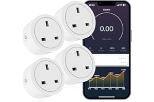 Andizun Smart Plug with Energy Monitoring, 20A Alexa Plug with Voice & Remote Control, 2.4GHz WiFi Plugs Work with Alexa, Timer & Schedule Function, 4 Pack
