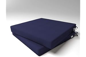 Market-Alley Stuhlkissen Sitzkissen mit Bänder für Gartenstuhl, Küche oder Esszimmerstuhl Stuhlauflage (115 Marineblau 40x40x4cm - 2er Set)