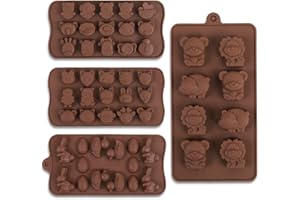 Cozihom Moldes de silicona para hacer chocolate de varios animales, silicona de grado alimenticio para chocolate, caramelos, cubitos de hielo, golosinas para perros. 4 unidades