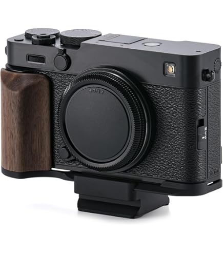 TILTA X100VI Cage, vintage camerakooi compatibel met X100VI basisset met montagegrondplaat met houten grip en hot shoe duimbeugel zilver TA T70 A S TILTA X100VI Cage, vintage camerakooi compatibel met X100VI basisset met montagegrondplaat met houten grip en hot shoe duimbeugel zilver TA T70 A S