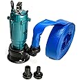 Heavy Duty Flood Sewage Water Pond Drain Septic Sump Cesspool Grinding Pump with Float Switch 10m, 20m, 30m or 50m Blue (Pump with Float Switch 50m Blue)