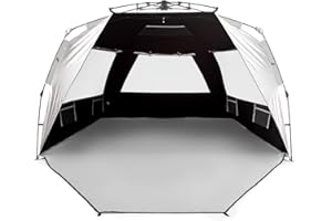 Easthills Outdoors Instant Shader Silver Shelter XL Beach Tent 99" Wide for 4-6 Person UPF 50+ Sun Shelter - Heat Reflective and Light Blocking