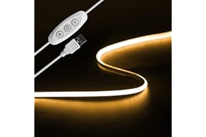 Tayire 5V COB Luz de Fondo de TV 2m, USB Tira de LED 960LEDs Regulable 3000K Tira LED CRI90+ 4mm Súper Brillante LED Tira Llevada Flexible para Fondos de TV Luz Fiesta DIY Cocina