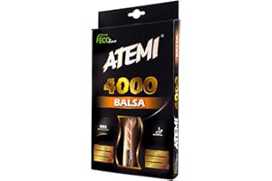 ‎ATEMI Atemi 4000 Tischtennisschläger (Balsaholz) Pro Offensive+ Ping Pong Schläger | Verbesserte Kontrolle, Geschwindigkeit, Rotation | Anfänger & Profis | 5-Schichten, Wettkampf Belag