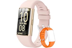 ECOSOON Orologio da donna, da uomo, 1,47", touch screen, con frequenza cardiaca, ossimetro, podometro, colorato, sonno, impermeabile IP68, per Android iOS (oro rosa)