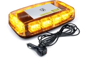 Xprite Amber LED Rooftop 12" Mini Emergency Strobe Lights Bar, 15 Flashing Modes Hazard Warning Caution Beacon Light Magnetic Base for Safety Tow Truck Construction Vehicles Postal Cars Snow Plow