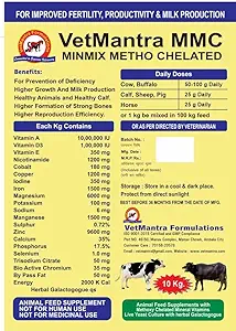 VetMantra MMC 10 KG, Mineral Mixture for Cow, Buffalo,Sheep,Goat and Other Large and Small Animals for Higher Milk Production, for Strong Bones and Higher Reproduction Efficiency