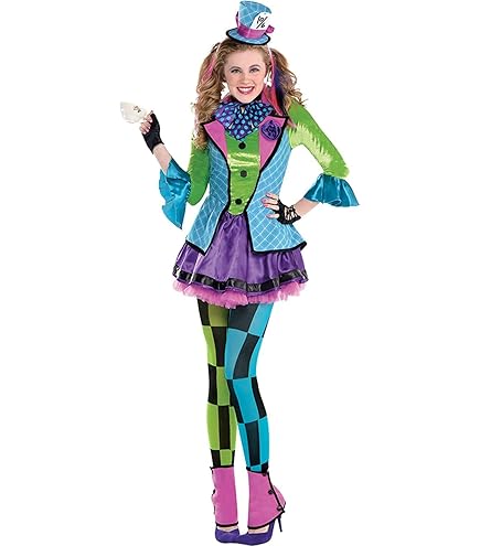 Funshack Women's Alice In Wonderland Miss Hatter Costume Multicoloured