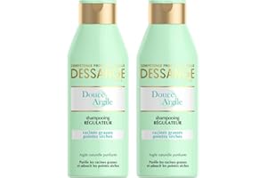 DESSANGE - Miękki szampon regulujący glinę - formuła wzbogacona o oczyszczającą glinę - oczyszcza korzenie i zmiękcza końcówki - Dla tłustych korzeni, suchych końcówek - 2 x 250 ml