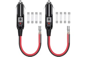 GUNGY Wtyczka zapalniczki 12 V/24 V gniazdo zapalniczki 10 cm 16AWG przedłużka ze wskaźnikiem LED czerwony i 10A/15A zapasowe bezpieczniki do samochodów ciężarowych 2 szt