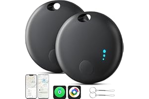 FUYAOSC Air Tag Android oder iOS, 2 PCS Doppel-System Schlüsselfinder Key Finder Kompatibel mit iOS/Android-Geräten, Bluetooth Key Tracker Smart Tracker Tag für Schlüssel, Gepäck, Koffer (Schwarz)