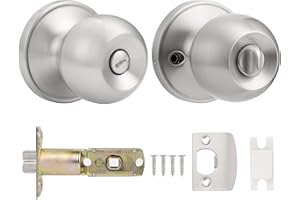 Probrico Satin Nickel Privacy Keyless Interior Door Knobs for Bedroom (No Keys)