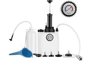 LERNOU 3L Brake Bleeding Kit, Manual Brake Fluid Pressure Pump with 1L Car Brake Bleeder Bottle and 4 Master Cylinder Adapters Suitable for Most European Models and Car Clutch ABS Systems