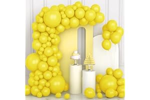 OUSUGA Globos Amarillos, 106 Piezas 5 10 12 18 Pulgadas Kit de Guirnalda Globos Amarillos de Helio con Cinta para Niñas Mujeres Niños Decoración Fiesta de Cumpleaños Boda Baby Shower Picnic de Ducha Nupcial