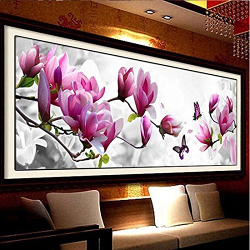 DIY 5D Diamant Stickerei Schmetterlinge spielen Magnolia runder Diamant Malerei Stickpackungen - 2