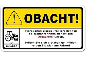 ‎FINEST FOLIA Finest Folia Fun Sticker Achtung Vibration 10x5,5cm Aufkleber für Fahrzeuge Kfz Zubehör lustiger Bike Trekker Spruch Warnung waschstraßenfest selbstklebend R193 (04 Traktor)