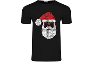 Fashion Star Men Short Sleeve Crew Neck Santa Face Printed Vintage Caual Christmas T Shirt UK