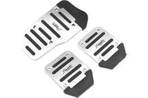 CGEAMDY 3PCS Copripedali Antiscivolo per Auto Pedali, Pedaliera Auto in Metallo per Freni, Frizione E Accelerazione, Pedaliera Di Benvenuto Universale Antiscivolo per Trasmissione Manuale(Argento)