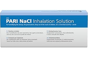PARI NaCI 0.9 Saline Solution for Inhalation - 20 Pack - Soothing Isotonic Saline Solution for Nebulisers - Cold Prevention & Mucus Clearance - Sea Essence Airway Moisturisation - for All Ages