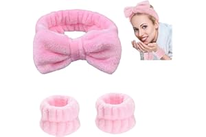 ZFLYXIAOHUA Fascia Capelli Donna Trucco,di Polsini per il Lavaggio del Viso,3 Pezzi Polso per Spa Elastico,Bowknot Elastica Fascia per Trucco,Adatto per Lavaggio Viso,Trucco,Doccia,Terme,Massaggi ect