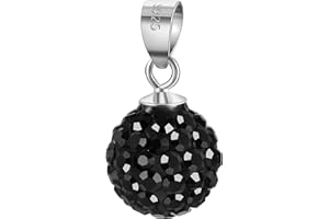 ANDANTE-Stones 925 Sterling Silber Kristall Strass Bead Charm Kettenanhänger (10 mm) Schwarz + Organzasäckchen