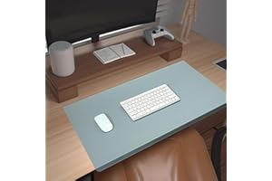 MOZZEILEE Tapete de escritorio con bloqueo de bordes, grande, impermeable, de piel sintética, con protector de bordes, antideslizante, para oficina, hogar, trabajo, estudio, escritura (turquesa, 60 x 40 cm)
