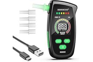 RDINSCOS Etilometro,Portatile per Tester Alcolico,Alcool Tester Professionale e Riutilizzabile con Display LCD a Colori, Alta Precisione Test Alcolemico (RD900)