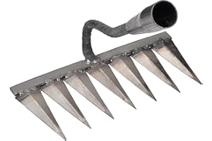 Linsition Scarifier Rake, Metal Garden Rake for Gardening - Scarifier with Carbon Steel Tines Garden Cultivator Rake and Lawn Scarifier 4/5/6/7 Teeth