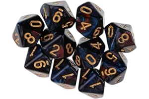 Yourandoll 10 Pièces Dés Polyédriques D10 Dés 16mm Jeux de Dés 10 Faces en Acrylique Dice pour DND Dice RPG MTG Table Jeux (Rouge Bleu)