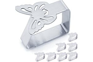 quxup Tovaglia Clip Fermatovaglie Antiscivolo Set di 8 fermatovaglie Decorative in Acciaio Inox - per Picnic, Barbecue, Matrimonio, Festa (Farfalla)