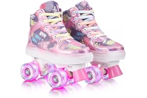 YUDOXN Wrotki dla dziewcząt, wygodne wrotki LED dla młodzieży i początkujących. Klasyczne wrotki w stylu retro.