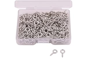 ‎SIOPPKIK SIOPPKIK 300 Stk Schraubösen Ösenschrauben Augenbolzen, Metall Ringhaken zum Schrauben Ösenschraube, 5 * 10mm Größen Ringschrauben Schraubenhaken (Silber)
