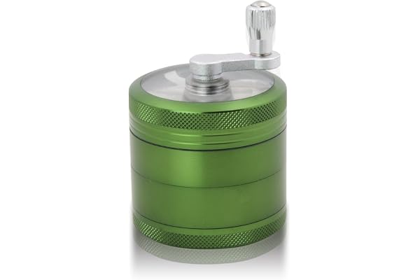 Broyeur en aluminium incassable de broyeur de première qualité à manivelle de DCOU pour l'herbe de fines et les épices 4 pièces 2.2 pouces (Vert givré)