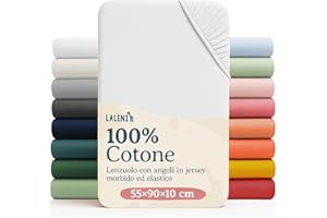 Laleni Sábana Bajera Jersey 55x90 cm Cuna - sábana Bajera Certificado Oeko-Tex Cuna - Funda de moisés de algodón 100% - Ropa de Cama Cuna/moisés - Ropa de Cama de bebé Blanco