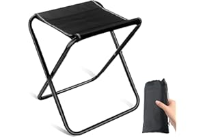 HAASIKI Campinghocker Faltbar, Mini Tragbarer Klapphocker Klein, Falthocker Leichtgewicht, Tragfähigkeit bis 220 Pfund, Leichter Angelhocker für Wandern, Angeln und Draussen