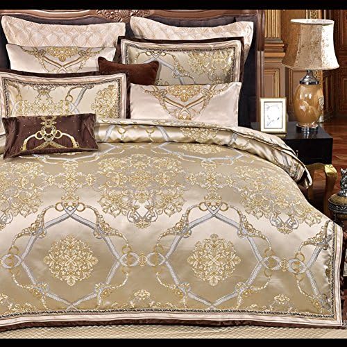 European cotton satin jacquard bedding cotton Bed sheet 10-piece set-A King