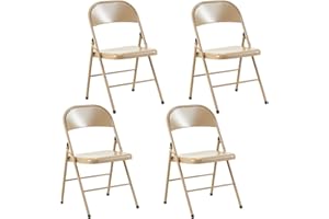 LuxNook Lot de 4 chaises Pliantes en métal Solide, idéales pour Camping, Bureau, invités, visiteurs et conférences. Peu encombrantes et Facilement Pliables, avec Une capacité de Charge de 150 kg.