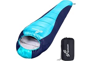 Saco de Dormir: Sportneer Saco Dormir Sacos de Dormir Profesional Momia 5 ℃ - 15 ℃ Saco de Dormir con Relleno, Cálido con Capucha y Cordón. para Todas Las Estaciones, Ideal para Camping