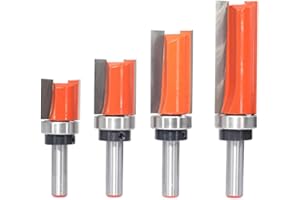 AKYLIN Lot de 4 Fraises à Copier Bois à Tige de 8 mm, Dotées de Roulements à Billes, Outil de Coupe Professionnel pour Routeur, Pour Bois